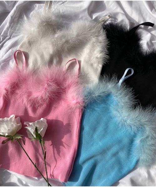 PHILLY（フィリー）の「フェイクファーキャミ（キャミソール・レディース・ホワイト/ブラック/ライトピンク/サックスブルー・FREE）」の18枚目の写真