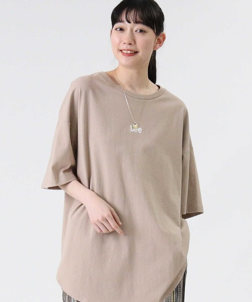 Lee（リー）の「【Lee】ビックラウンドＴシャツ（チュニック・レディース・ホワイト/ライム/ベージュ・M/L）」の3枚目の写真