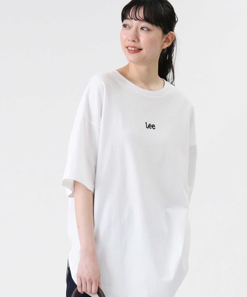 Lee（リー）の「【Lee】ビックラウンドＴシャツ（チュニック・レディース・ホワイト/ライム/ベージュ・M/L）」の2枚目の写真