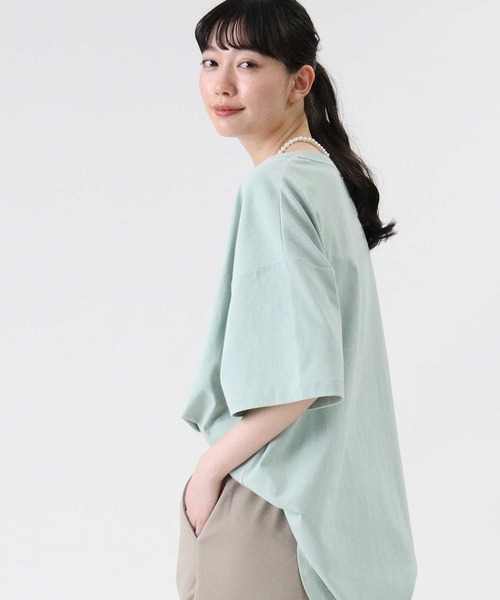 Lee（リー）の「【Lee】ビックラウンドＴシャツ（チュニック・レディース・ホワイト/ライム/ベージュ・M/L）」の19枚目の写真