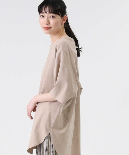 Lee（リー）の「【Lee】ビックラウンドＴシャツ（チュニック・レディース・ホワイト/ライム/ベージュ・M/L）」の13枚目の写真