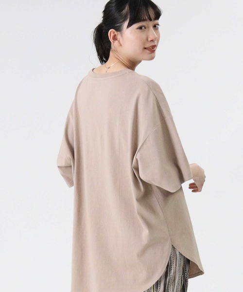 Lee（リー）の「【Lee】ビックラウンドＴシャツ（チュニック・レディース・ホワイト/ライム/ベージュ・M/L）」の14枚目の写真