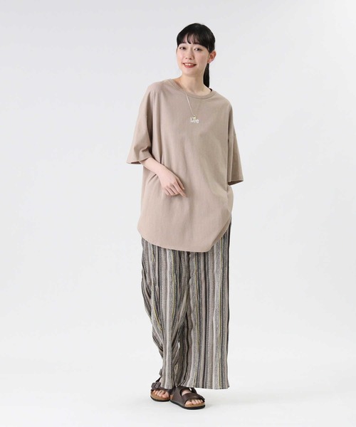 Lee（リー）の「【Lee】ビックラウンドＴシャツ（チュニック・レディース・ホワイト/ライム/ベージュ・M/L）」の15枚目の写真