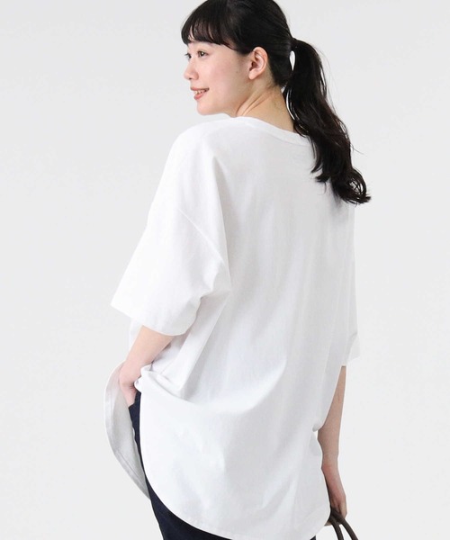 Lee（リー）の「【Lee】ビックラウンドＴシャツ（チュニック・レディース・ホワイト/ライム/ベージュ・M/L）」の7枚目の写真