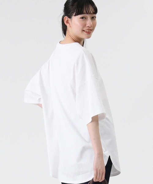 Lee（リー）の「【Lee】ビックラウンドＴシャツ（チュニック・レディース・ホワイト/ライム/ベージュ・M/L）」の8枚目の写真