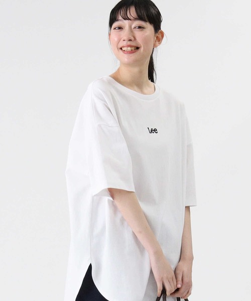 Lee（リー）の「【Lee】ビックラウンドＴシャツ（チュニック・レディース・ホワイト/ライム/ベージュ・M/L）」の9枚目の写真