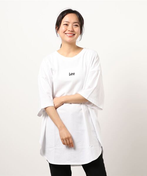 Lee（リー）の「【Lee】ビックラウンドＴシャツ（チュニック・レディース・ホワイト/ライム/ベージュ・M/L）」の10枚目の写真