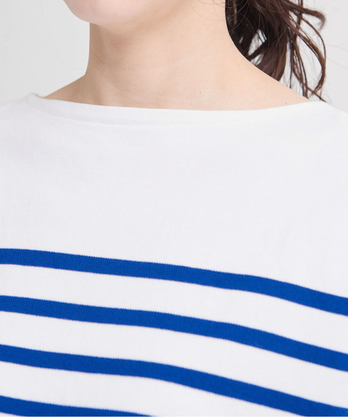 ラッセルパネルボーダーゆる半袖ショート丈プルオーバー Tシャツ カットソー Fav Child Fav My Child My Woman マイファブチャイルドウーマン のファッション