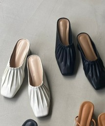 Aunt Marie's | フェイクレザーギャザーミュール / AUNT MARIE'S(サンダル)