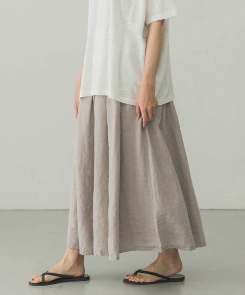 さ☆ かぐれ リネンタックスカート natural 新品タグ付き かぐれ（カグレ）の「リネンタックスカート（スカート）」 - WEAR