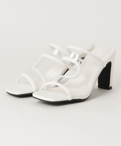 chumchum（チャムチャム）の「スクエアトゥクリアーサンダル（サンダル・レディース・ブラック/パイソン/ホワイト・LL/S/M/L）」の2枚目の写真