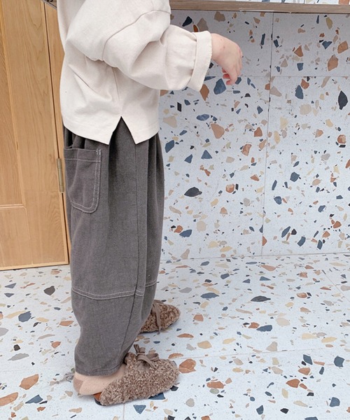 aimoha（アイモハ）の「【aimoha-KIDS-】【新作】春夏/韓国子供服 キッズ万能ボトム無地テーパード ロングパンツ（チノパンツ・キッズ・ベージュ/グレー・110/120/90/100/130/80）」の4枚目の写真