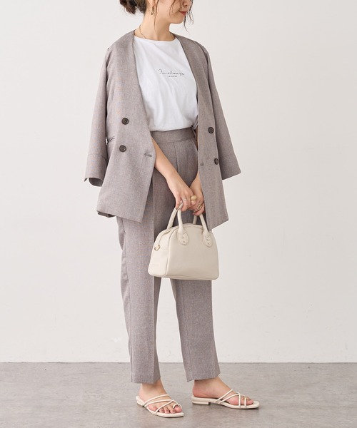 natural couture(ナチュラルクチュール)の「【おうちで洗える!】リネン見え美シルエットパンツ(その他パンツ・レディース・グレー/キャメル/ライトベージュ・FREE)」の1枚目の写真