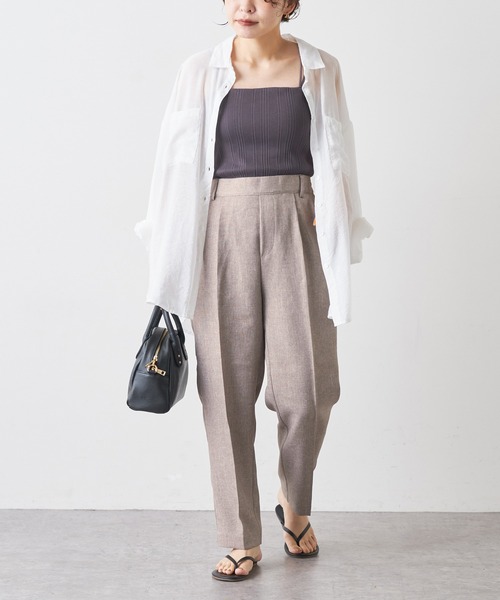 natural couture(ナチュラルクチュール)の「【おうちで洗える!】リネン見え美シルエットパンツ(その他パンツ・レディース・グレー/キャメル/ライトベージュ・FREE)」の6枚目の写真
