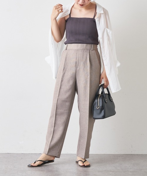 natural couture(ナチュラルクチュール)の「【おうちで洗える!】リネン見え美シルエットパンツ(その他パンツ・レディース・グレー/キャメル/ライトベージュ・FREE)」の5枚目の写真