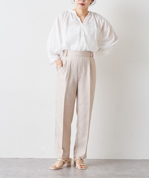 natural couture(ナチュラルクチュール)の「【おうちで洗える!】リネン見え美シルエットパンツ(その他パンツ・レディース・グレー/キャメル/ライトベージュ・FREE)」の9枚目の写真