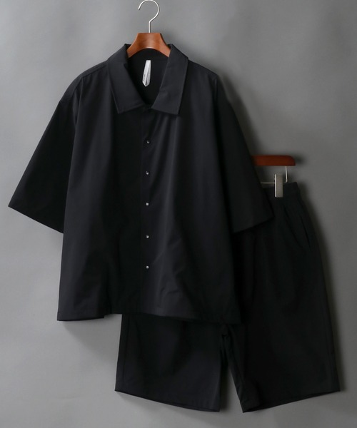 SITRY(シトリー)の「ドレープ ワイド コーチシャツジャケット&ハーフパンツ セットアップ(セットアップ・メンズ・ブラック/ネイビー/グレー/カーキ・LL/M/L)」の5枚目の写真