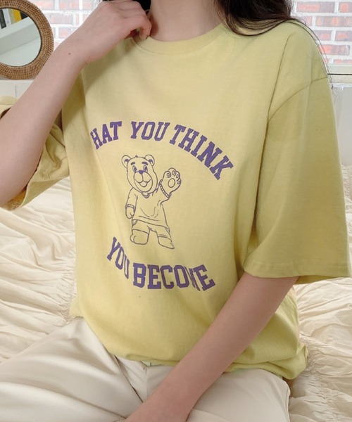 TOEASY(トゥイージー)の「『TOEASY/トゥイージー』you become Short-Sleeved T-Shirt/アーチロゴ フロントデザイン半袖Tシャツ(Tシャツ/カットソー・レディース・ホワイト/ブラック/マスタード・FREE)」の8枚目の写真