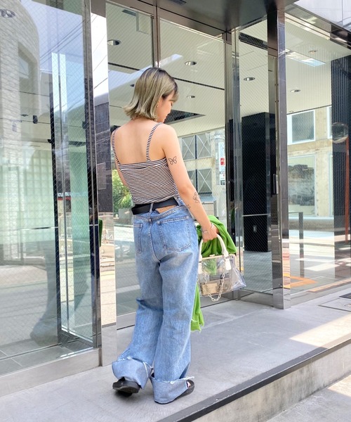 WHO'S WHO gallery（フーズフーギャラリー）の「リブチューブトップ（チューブトップ・レディース・ブラック/オフホワイト/グリーン/トップグレー/ホワイト×ブラック・FREE）」の6枚目の写真