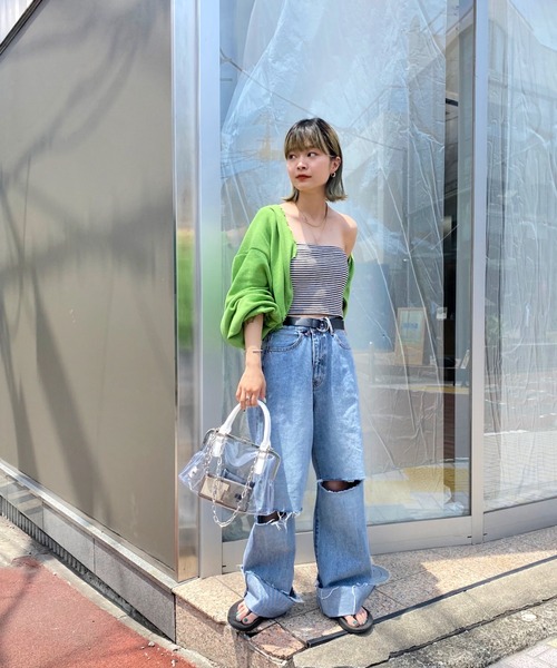 WHO'S WHO gallery（フーズフーギャラリー）の「リブチューブトップ（チューブトップ・レディース・ブラック/オフホワイト/グリーン/トップグレー/ホワイト×ブラック・FREE）」の10枚目の写真