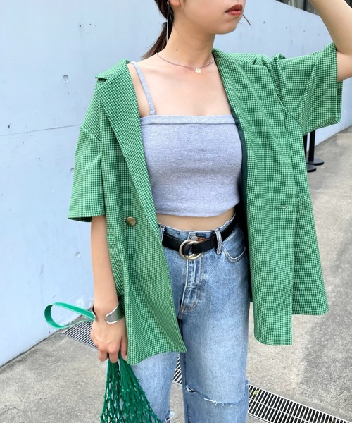 WHO'S WHO gallery（フーズフーギャラリー）の「リブチューブトップ（チューブトップ・レディース・ブラック/オフホワイト/グリーン/トップグレー/ホワイト×ブラック・FREE）」の17枚目の写真