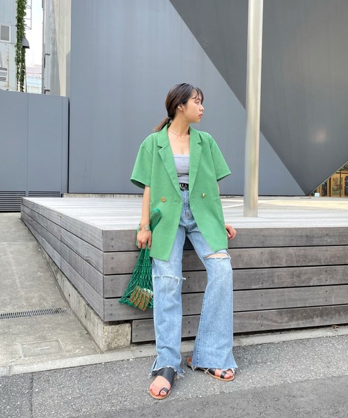 WHO'S WHO gallery（フーズフーギャラリー）の「リブチューブトップ（チューブトップ・レディース・ブラック/オフホワイト/グリーン/トップグレー/ホワイト×ブラック・FREE）」の19枚目の写真