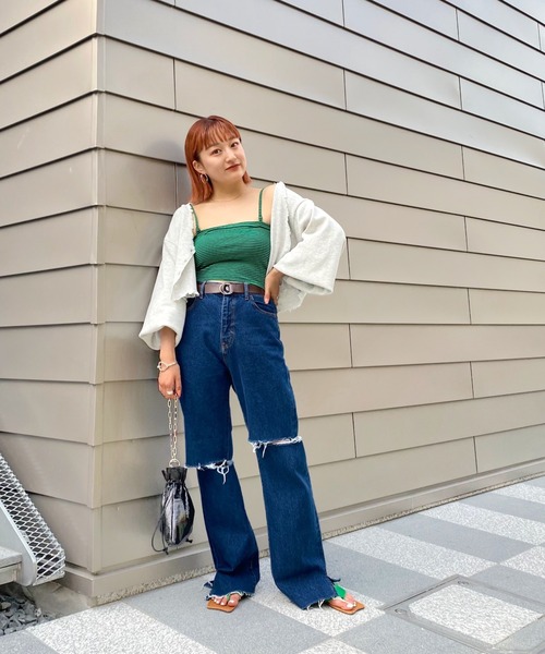 WHO'S WHO gallery（フーズフーギャラリー）の「リブチューブトップ（チューブトップ・レディース・ブラック/オフホワイト/グリーン/トップグレー/ホワイト×ブラック・FREE）」の22枚目の写真