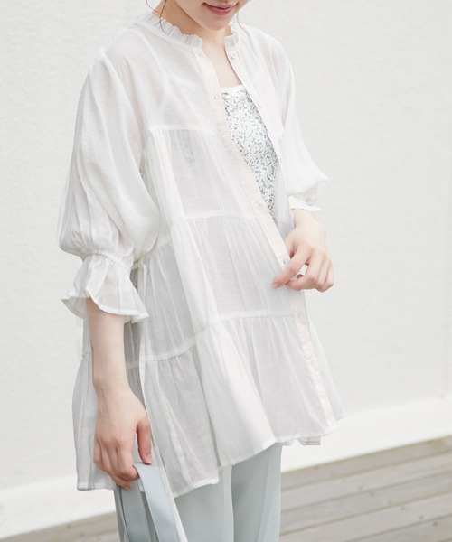 OLIVE des OLIVE（オリーブデオリーブ）の「ティアードチュニックシャツ（シャツ/ブラウス・レディース・ライトグレー/ベージュ/オフホワイト/ピンク・FREE）」の21枚目の写真