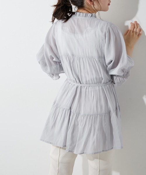 OLIVE des OLIVE（オリーブデオリーブ）の「ティアードチュニックシャツ（シャツ/ブラウス・レディース・ライトグレー/ベージュ/オフホワイト/ピンク・FREE）」の22枚目の写真