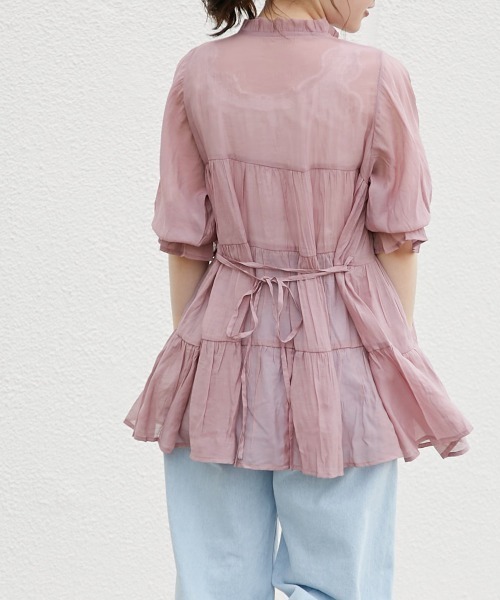 OLIVE des OLIVE（オリーブデオリーブ）の「ティアードチュニックシャツ（シャツ/ブラウス・レディース・ライトグレー/ベージュ/オフホワイト/ピンク・FREE）」の8枚目の写真