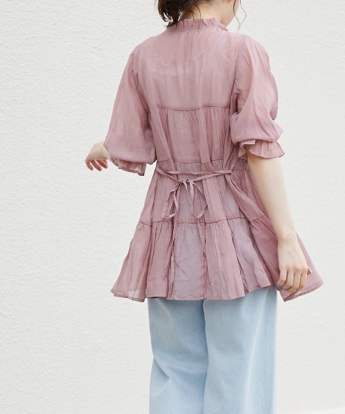 OLIVE des OLIVE（オリーブデオリーブ）の「ティアードチュニックシャツ（シャツ/ブラウス・レディース・ライトグレー/ベージュ/オフホワイト/ピンク・FREE）」の16枚目の写真