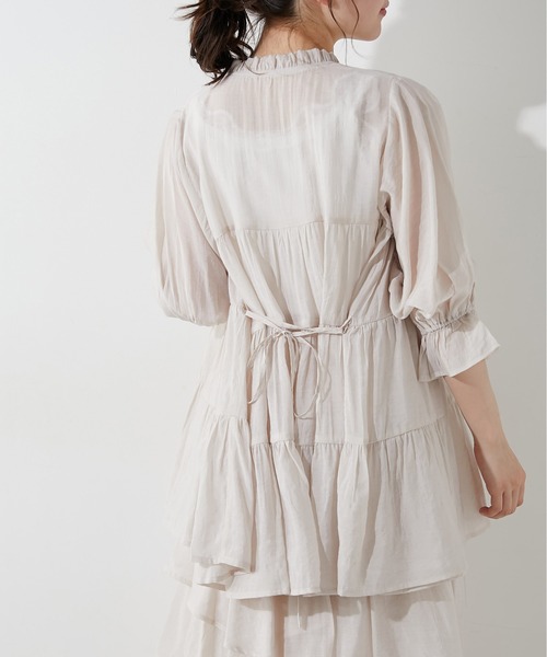 OLIVE des OLIVE（オリーブデオリーブ）の「ティアードチュニックシャツ（シャツ/ブラウス・レディース・ライトグレー/ベージュ/オフホワイト/ピンク・FREE）」の10枚目の写真