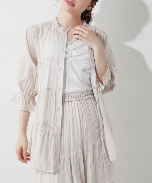 OLIVE des OLIVE（オリーブデオリーブ）の「ティアードチュニックシャツ（シャツ/ブラウス・レディース・ライトグレー/ベージュ/オフホワイト/ピンク・FREE）」の18枚目の写真