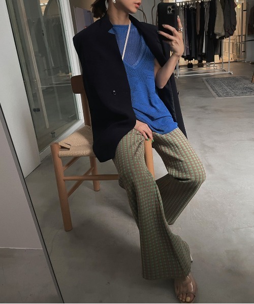 ameri VEST LAYERED DENIM JK （ベストのみ） セール】FLOWER MESH LAYERED VEST（ベスト）｜Ameri（アメリ