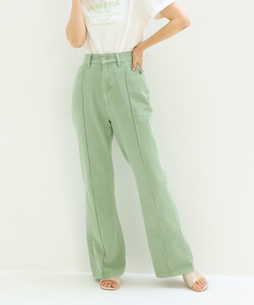 one after another NICE CLAUP（ワンアフターアナザーナイスクラップ）の「極みフレアデニム（デニムパンツ・レディース・ブラック/ネイビー/ブルー/グリーン・SMALL/MEDIUM）」の3枚目の写真