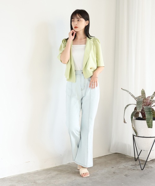 one after another NICE CLAUP（ワンアフターアナザーナイスクラップ）の「極みフレアデニム（デニムパンツ・レディース・ブラック/ネイビー/ブルー/グリーン・SMALL/MEDIUM）」の12枚目の写真