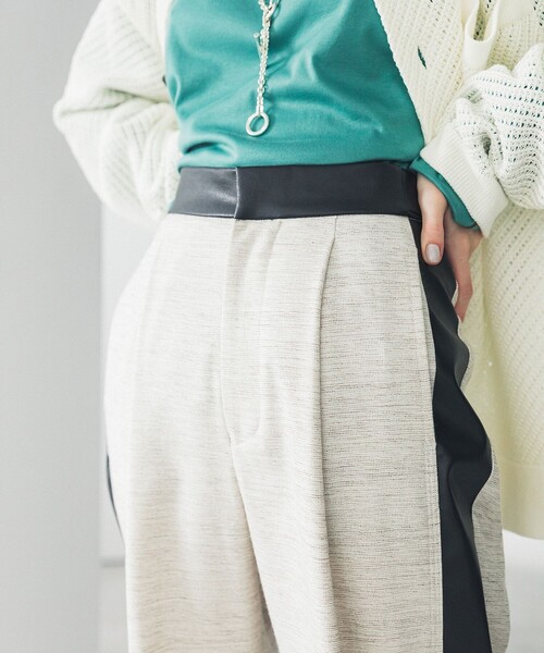 LiNoH(リノー)の「ツイードクロス × シンセティックレザーパンツ/TWEED CLOTH × SYNTHETIC LEATHER PANTS(その他パンツ・メンズ・ホワイト・1/2)」の11枚目の写真