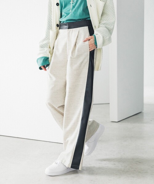 LiNoH(リノー)の「ツイードクロス × シンセティックレザーパンツ/TWEED CLOTH × SYNTHETIC LEATHER PANTS(その他パンツ・メンズ・ホワイト・1/2)」の6枚目の写真