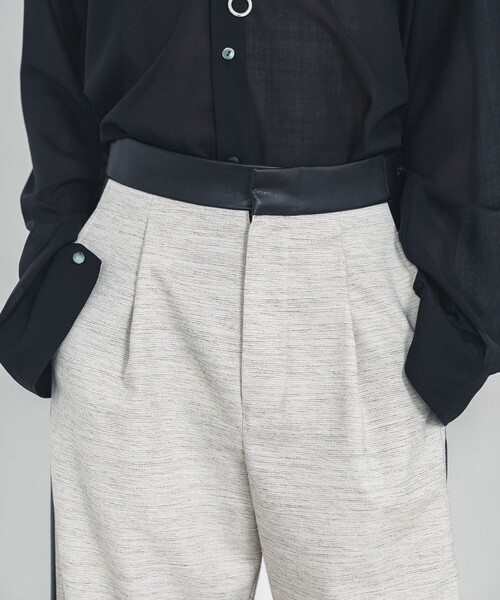 LiNoH(リノー)の「ツイードクロス × シンセティックレザーパンツ/TWEED CLOTH × SYNTHETIC LEATHER PANTS(その他パンツ・メンズ・ホワイト・1/2)」の14枚目の写真