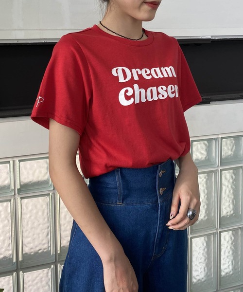 AS KNOW AS PINKY(アズノゥアズピンキー)の「さりげなちびっとプリントTシャツ(Tシャツ/カットソー・レディース・パープル/レッド/オフホワイト/グリーン・FREE)」の4枚目の写真