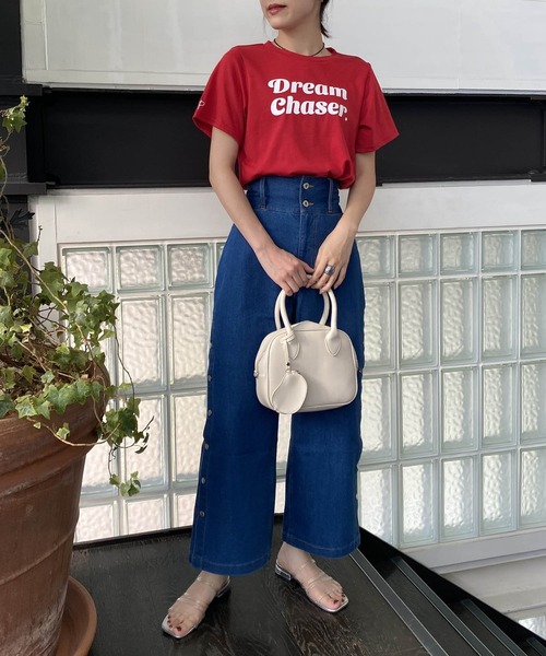 AS KNOW AS PINKY(アズノゥアズピンキー)の「さりげなちびっとプリントTシャツ(Tシャツ/カットソー・レディース・パープル/レッド/オフホワイト/グリーン・FREE)」の8枚目の写真