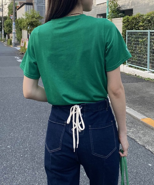 AS KNOW AS PINKY(アズノゥアズピンキー)の「さりげなちびっとプリントTシャツ(Tシャツ/カットソー・レディース・パープル/レッド/オフホワイト/グリーン・FREE)」の12枚目の写真