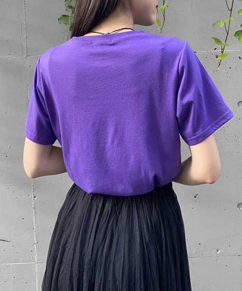 AS KNOW AS PINKY(アズノゥアズピンキー)の「さりげなちびっとプリントTシャツ(Tシャツ/カットソー・レディース・パープル/レッド/オフホワイト/グリーン・FREE)」の19枚目の写真