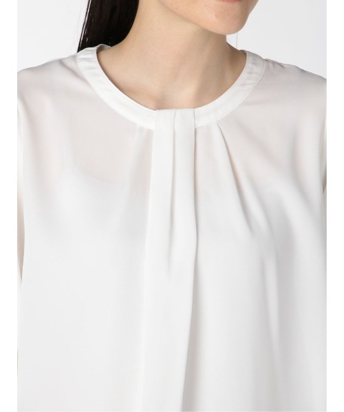 m.f.editorial(エムエフエディトリアル)の「エムエフエディトリアルレディース/m.f.editorial:Women ボウタイ風 クルー 8分袖プルオーバーブラウス(シャツ/ブラウス・レディース・ブラウン/ホワイト・MEDIUM/LARGE)」の7枚目の写真