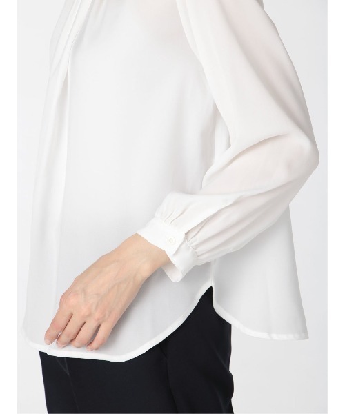 m.f.editorial(エムエフエディトリアル)の「エムエフエディトリアルレディース/m.f.editorial:Women ボウタイ風 クルー 8分袖プルオーバーブラウス(シャツ/ブラウス・レディース・ブラウン/ホワイト・MEDIUM/LARGE)」の9枚目の写真