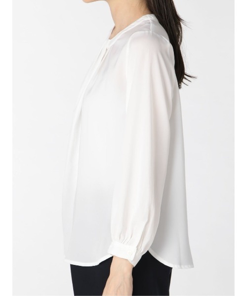 m.f.editorial(エムエフエディトリアル)の「エムエフエディトリアルレディース/m.f.editorial:Women ボウタイ風 クルー 8分袖プルオーバーブラウス(シャツ/ブラウス・レディース・ブラウン/ホワイト・MEDIUM/LARGE)」の10枚目の写真