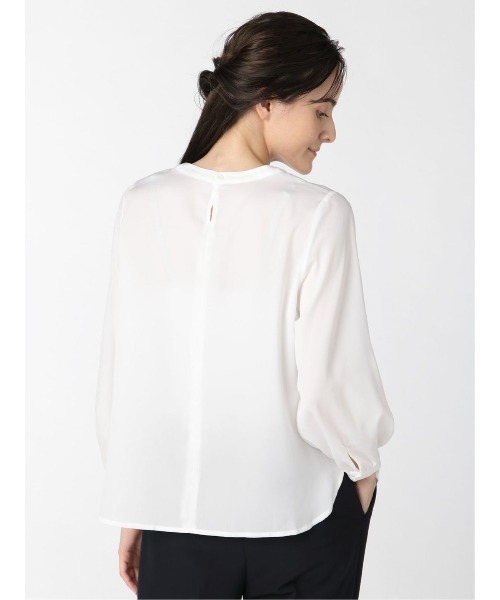 m.f.editorial(エムエフエディトリアル)の「エムエフエディトリアルレディース/m.f.editorial:Women ボウタイ風 クルー 8分袖プルオーバーブラウス(シャツ/ブラウス・レディース・ブラウン/ホワイト・MEDIUM/LARGE)」の11枚目の写真