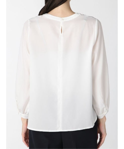 m.f.editorial(エムエフエディトリアル)の「エムエフエディトリアルレディース/m.f.editorial:Women ボウタイ風 クルー 8分袖プルオーバーブラウス(シャツ/ブラウス・レディース・ブラウン/ホワイト・MEDIUM/LARGE)」の12枚目の写真