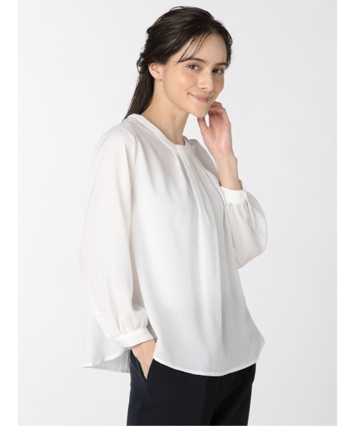 m.f.editorial(エムエフエディトリアル)の「エムエフエディトリアルレディース/m.f.editorial:Women ボウタイ風 クルー 8分袖プルオーバーブラウス(シャツ/ブラウス・レディース・ブラウン/ホワイト・MEDIUM/LARGE)」の14枚目の写真