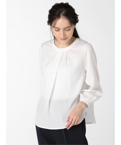 m.f.editorial(エムエフエディトリアル)の「エムエフエディトリアルレディース/m.f.editorial:Women ボウタイ風 クルー 8分袖プルオーバーブラウス(シャツ/ブラウス・レディース・ブラウン/ホワイト・MEDIUM/LARGE)」の15枚目の写真